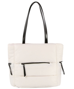 Nylon Puffy Shopper Bag JYMA-0490 WHITE